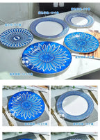 Estilo europeu simples e luxuoso selo azul prato de jantar ocidental bife decoração chá da tarde dim sum bolo talheres