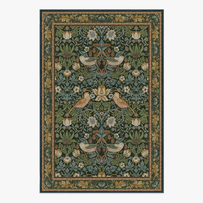 Tapete Floresta Encantada: Verde-Esmeralda com Árvore da Vida e Pássaros